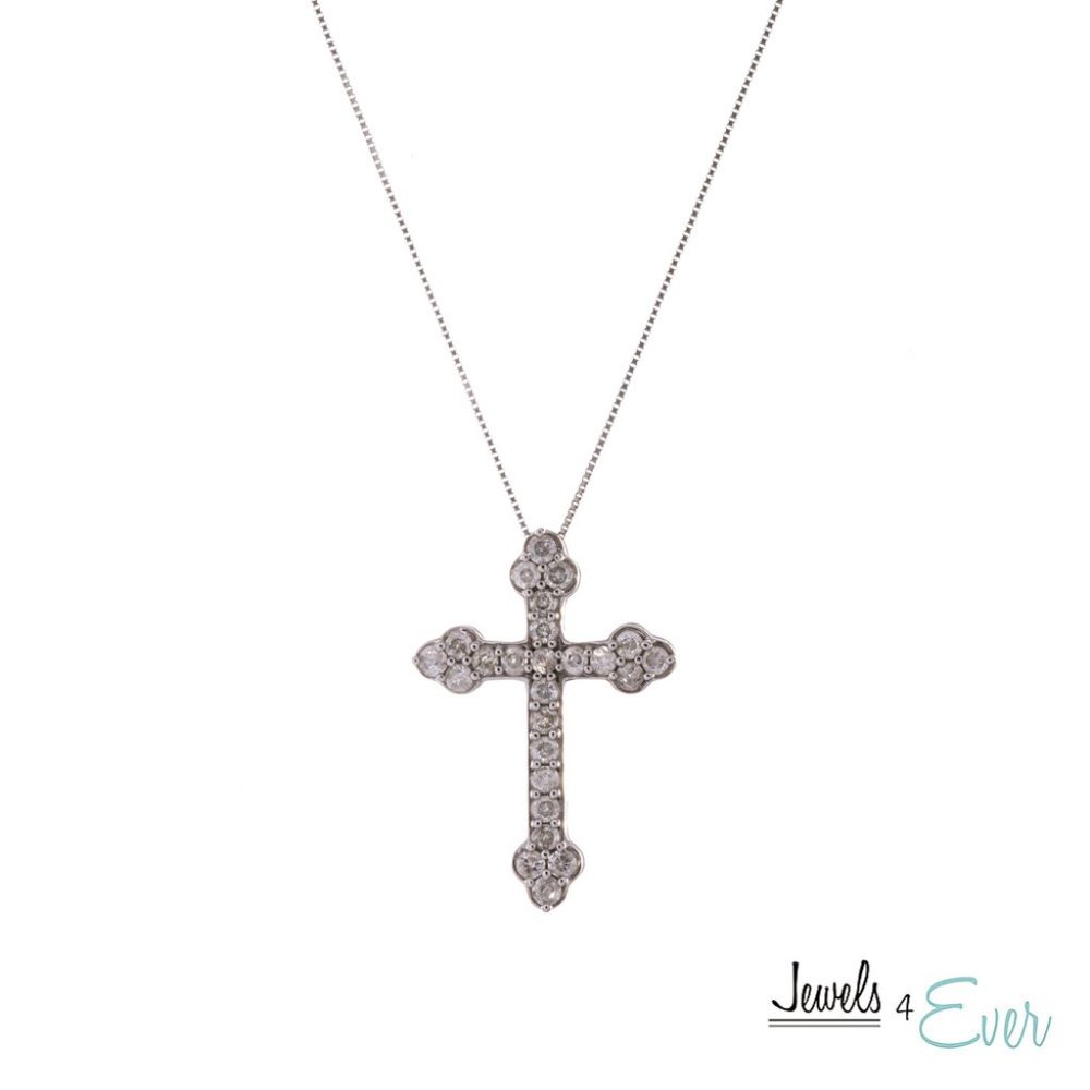 10K Gold Diamond Cross Pendant with Chain